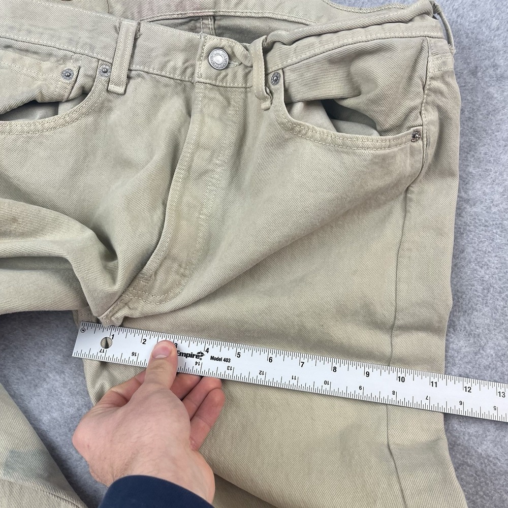 Levis 501 Jeans Mens 32x30 Vintage Made USA Tan khaki Button Fly Straight 1999 - Picture 14 of 16